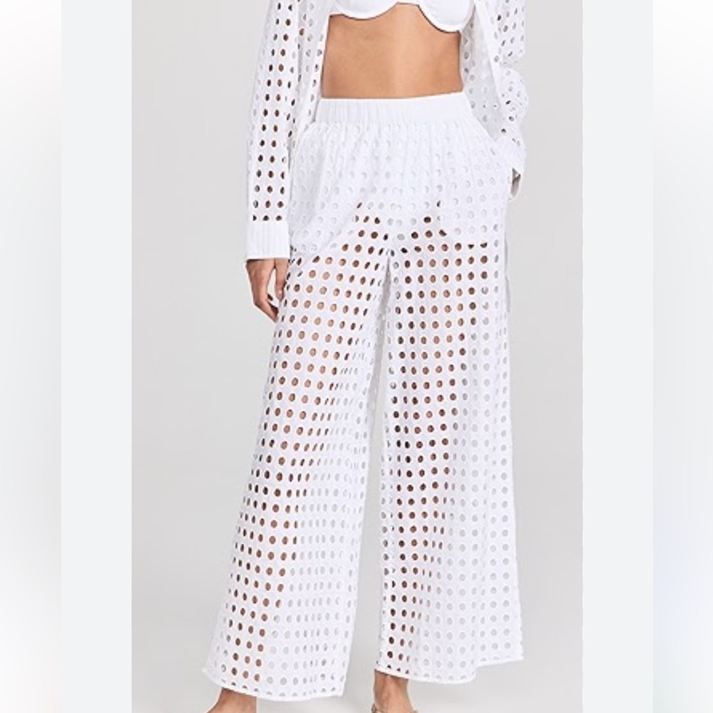 SOLID & STRIPED Avril Pant Eyelet Cotton Cover-Up Size M in Marshmallow